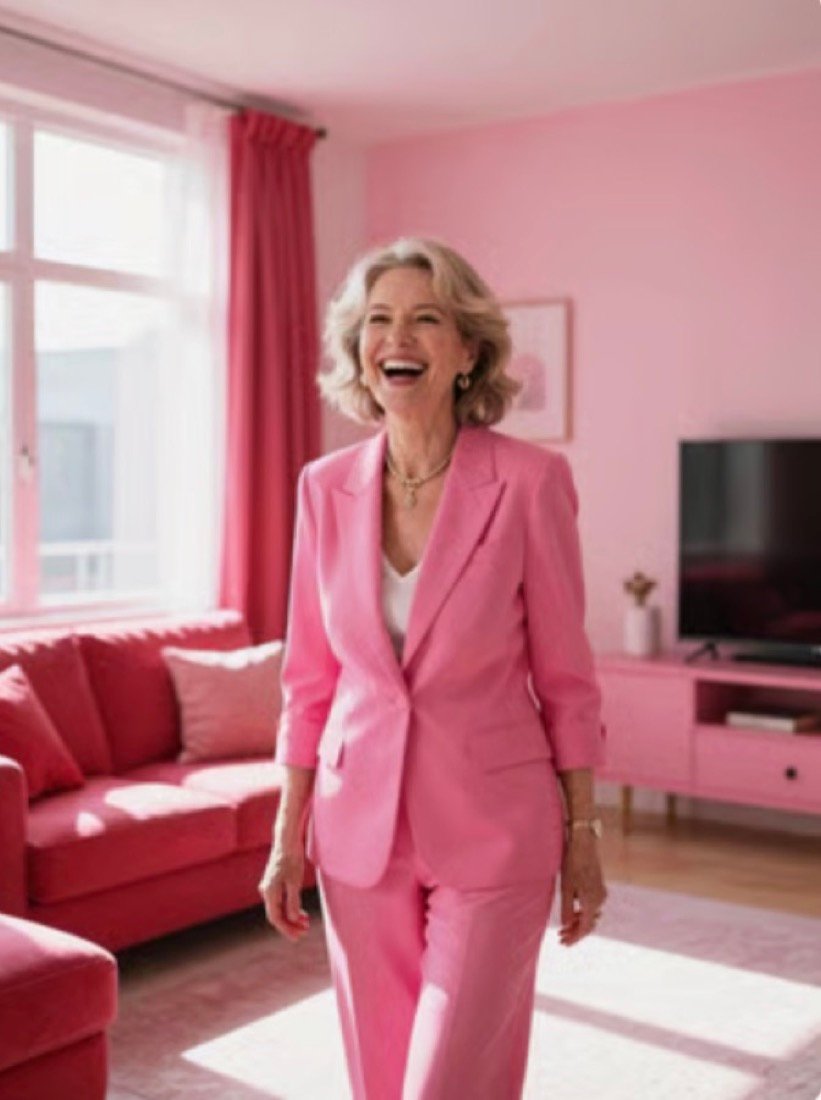 Joan, at home.