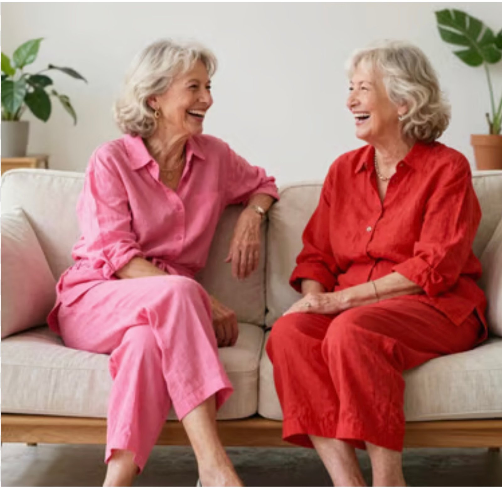 Two Esmeraldas talking on a sofa.